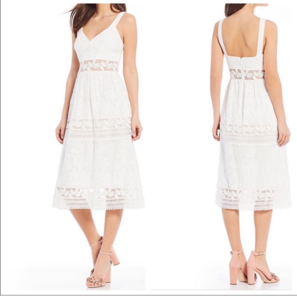 Chelsea & Violet Crochet Lace Midi Dress White NWT